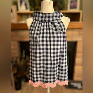 Sail to Sable Navy and Pink Checkered Top